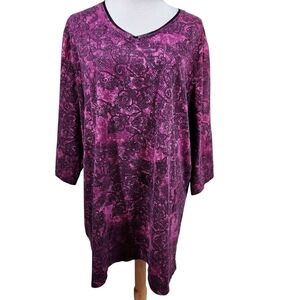Catherines Pink and Black Floral Tunic Top